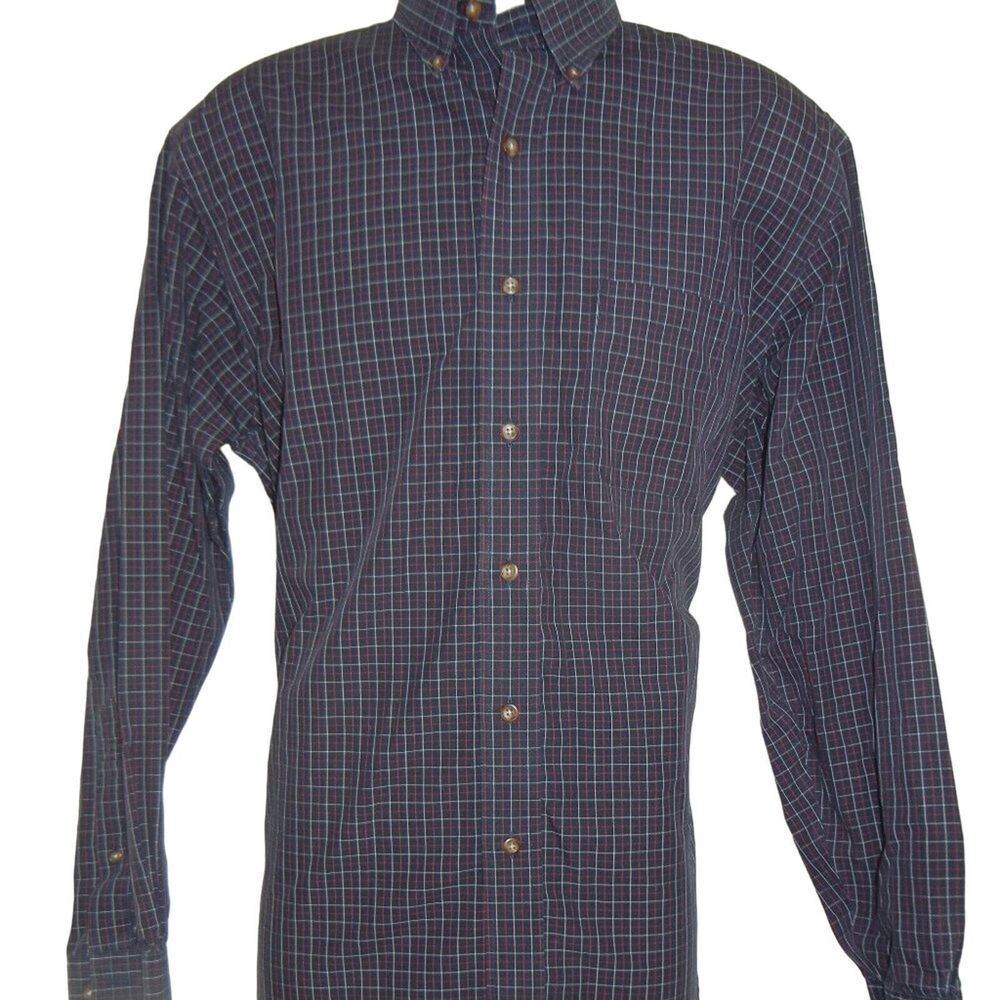 Brooks Brothers Men's Shirt Size Medium 346 Blue Plaid Long Sleeve Dress Cotton